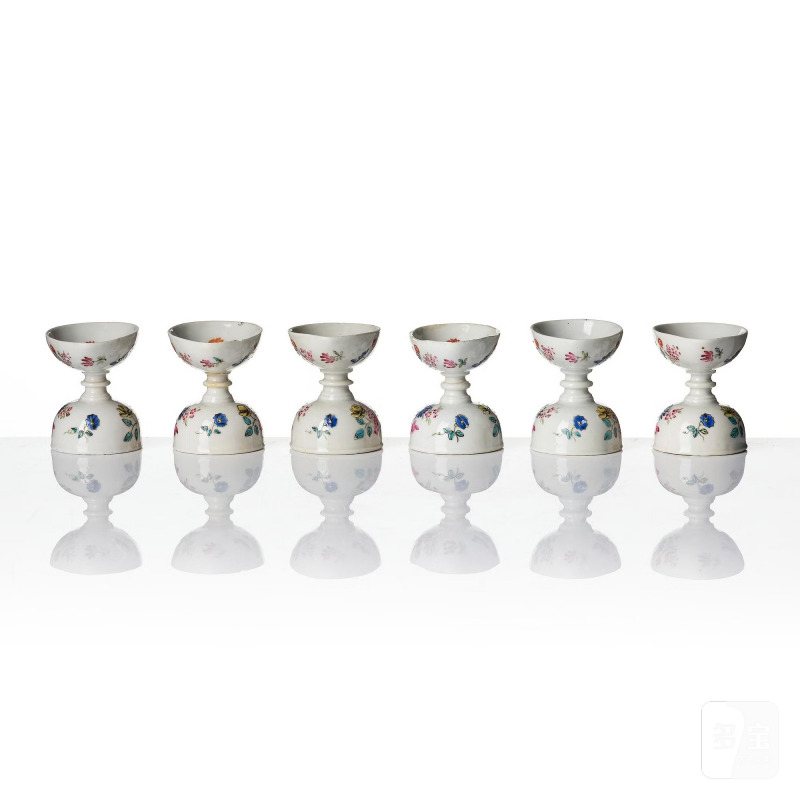 A set of six famille rose egg cups, - 图4